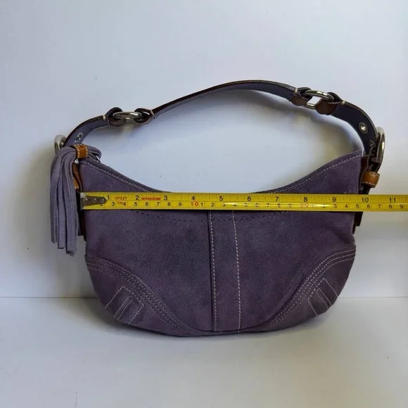 Coach Y2K Mini SoHo Hobo Shoulder Bag in Purple Suede/Brown Leather Accents